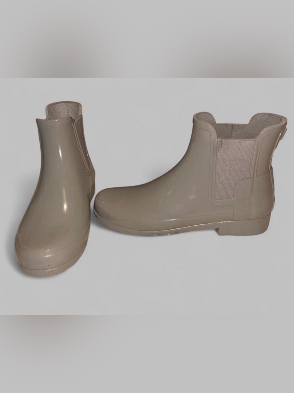 Hunter Beige Chelsea Rain Ankle Boots